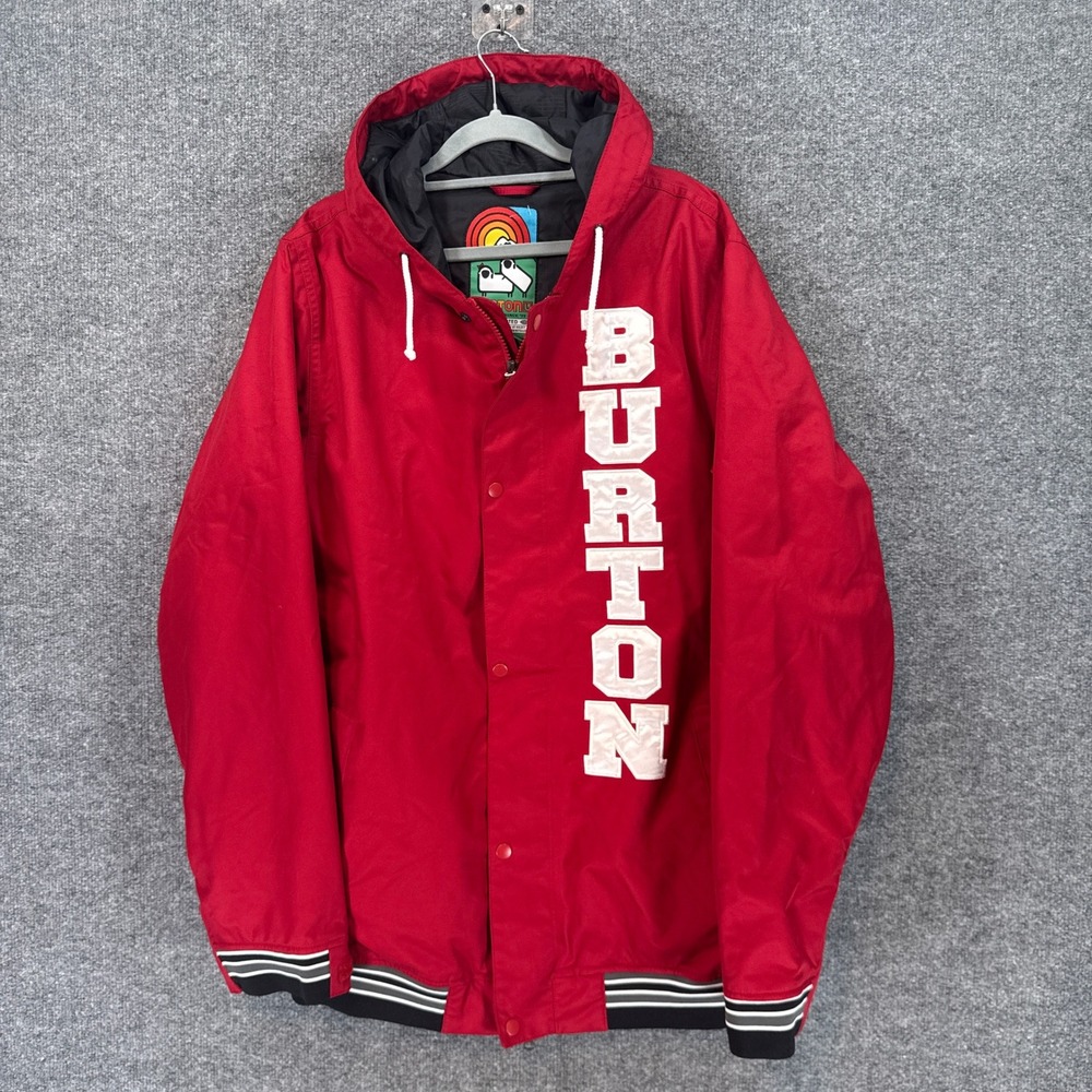 Burton Dryride Restricted Jacket Mens Medium Red Hooded Varsity Snowboard Ski